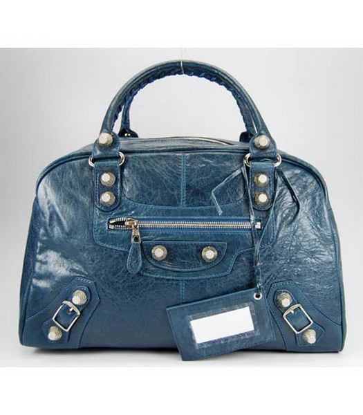 Balenciaga Agnello Tote Large Bag in Sapphire Blue agnello